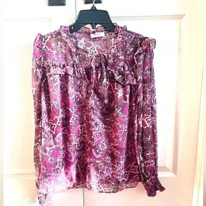 Avara NWOT Floral Plum Blouse - Size XS